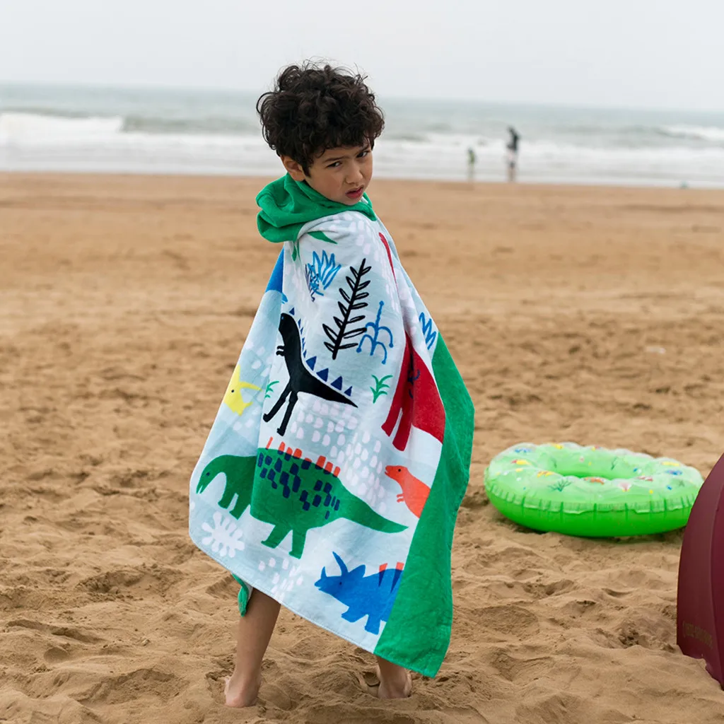 

MUQGEW(MUQGEW) Kids Children's Cartoon Hooded Swimming Beach Bath Towel Thicken Soft Cloak Toalha de banho com capuz#g6