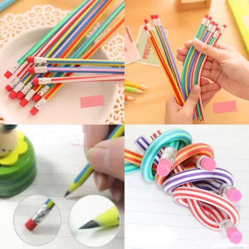 

5Pcs Wholesale Colorful Magic Bendy Flexible Soft Pencil With Eraser For Kids Writing Gift Hot Sale K6173