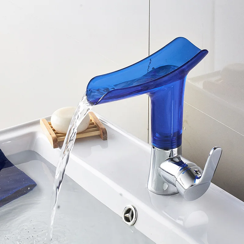 

SHMIAO Waterfall Bathroom Sink Basin Mixer Tap Brass Sink Taps White Mixer Tap Washroom Faucet Robinet Lavabo Mitigeur