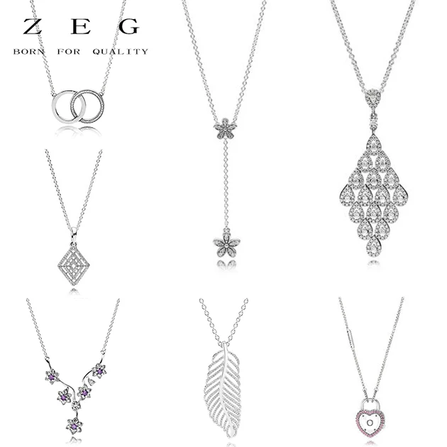 

ZEG High Quality 100% Sliver Official Copy 1:1 Pan Cascading Charm Necklace Have Logo Women Fashion Jewerly Free Mail