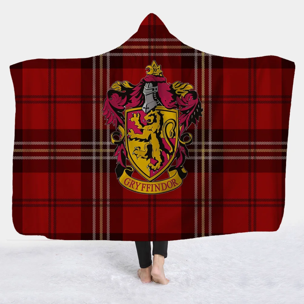 Slytherin Ravenclaw Gryffindor Hufflepuff 3D плюшевое одеяло с капюшоном для взрослых и детей, теплое, ноское, Прямая поставка - Цвет: 21