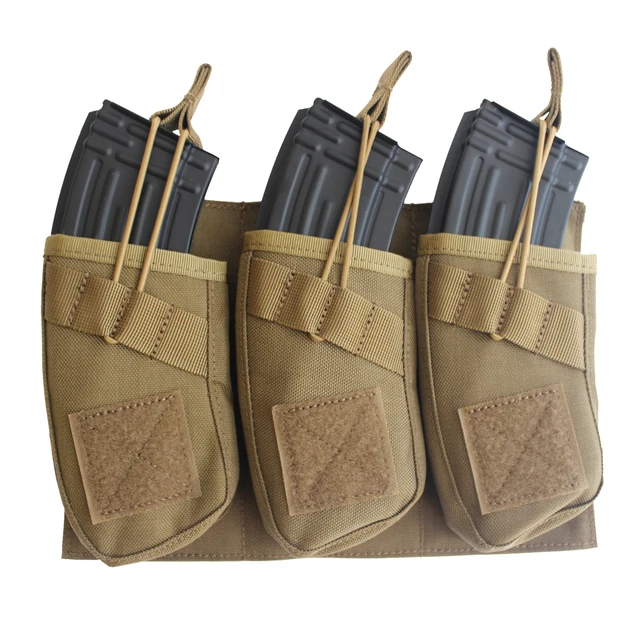 Military Tactical Triple AK47 Magazine Pouch M4 Mag Holster Open Top