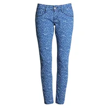 Women Vintage Tie Printed Mid Waist Plus Size Trouser Casual Stretch Slim Fit Pencil Jean Pants