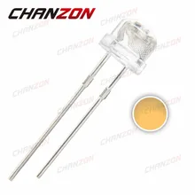 100 шт., 5 мм, соломенная шляпа, теплый белый прозрачный светодиодный Диод, ультра яркий, 5 мм, 3 в, прозрачные линзы, светодиодный светильник, светодиод, лампа через отверстие
