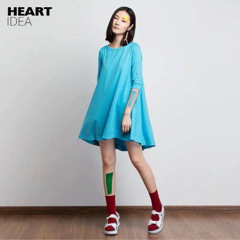 

LYNETTE'S CHINOISERIE Spring Summer Original design brief expansion bottom knitted solid color half sleeve casual women's dress