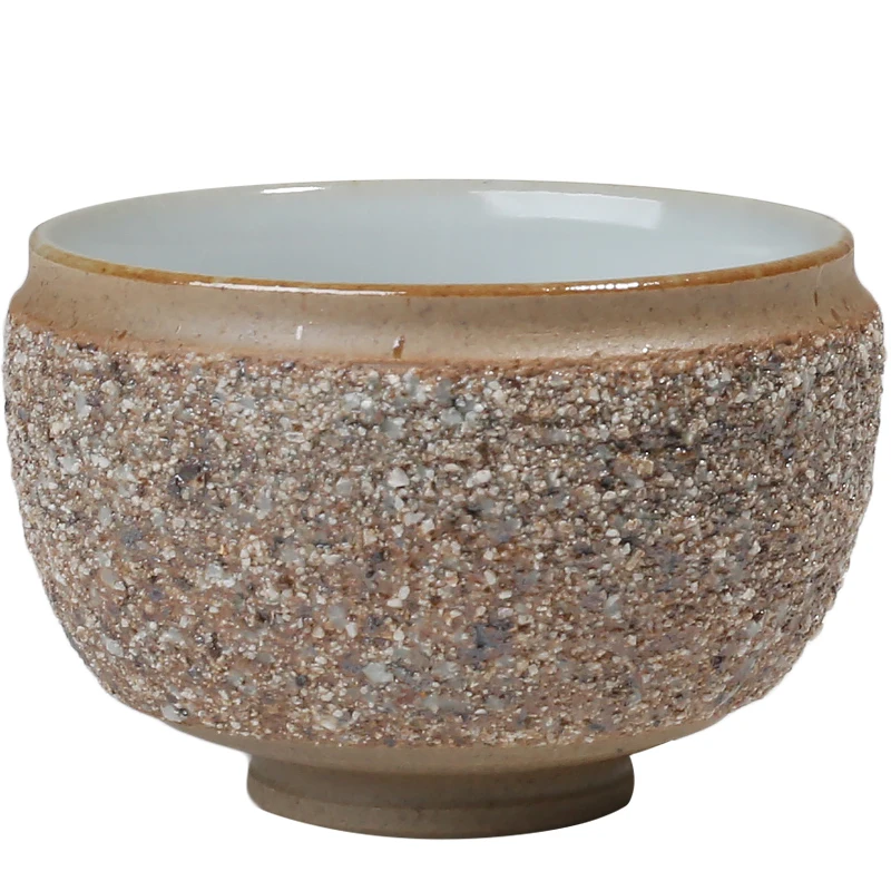 Japanese Style Crude Pottery Master Cup Hand Made Ceramic Tea Bowl Retro Heat Resistant Teacups Natural Ore