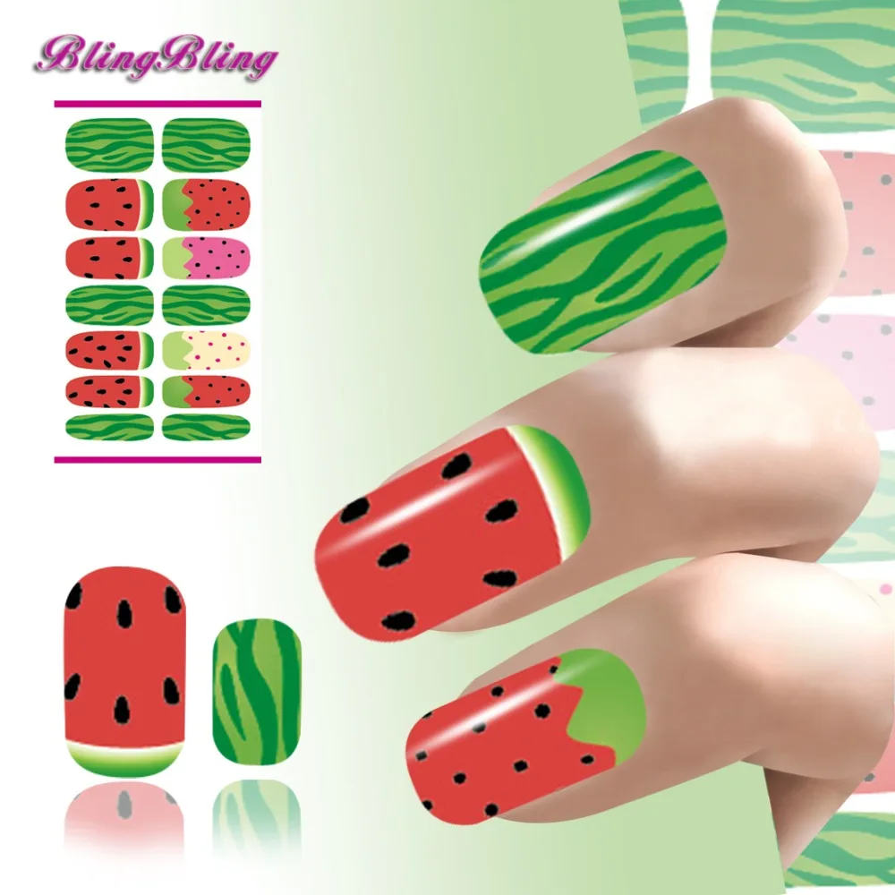 Blingbling2PCS New Nail water Decals Watermelon Nail Stickers Summer
