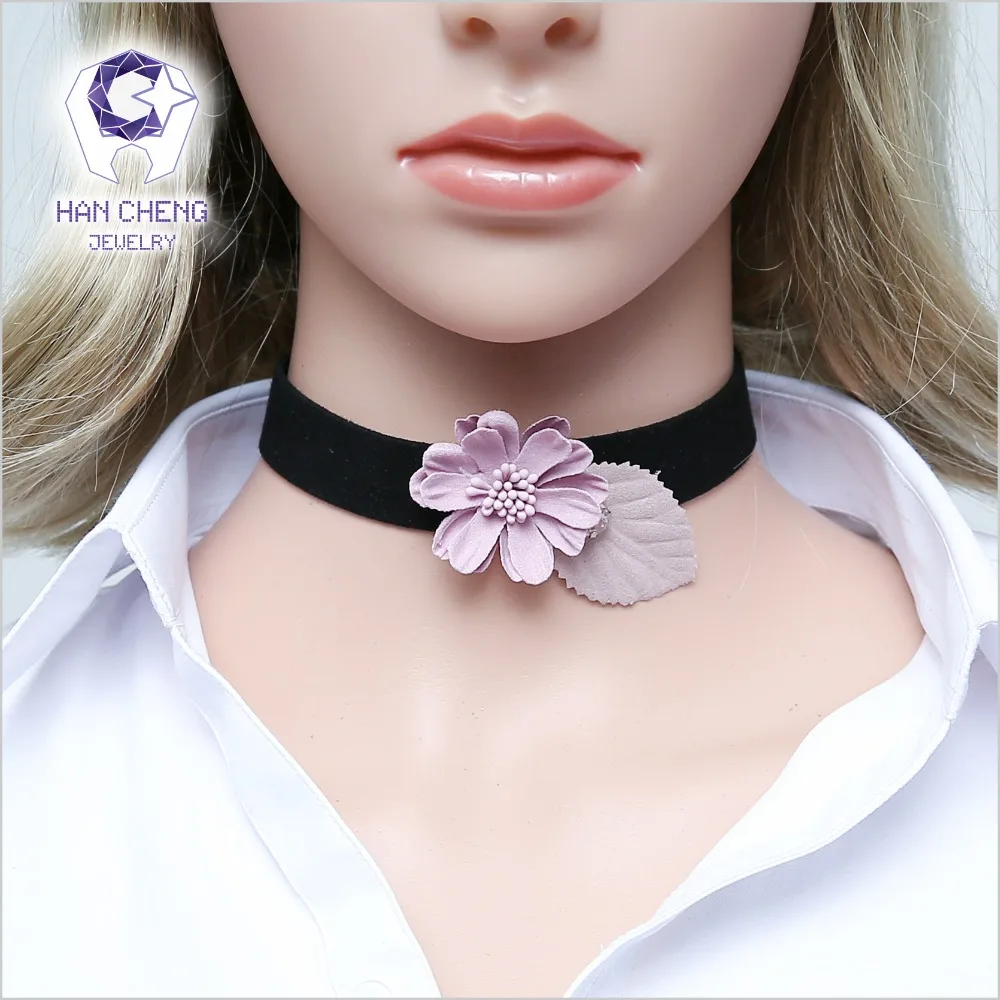 HanCheng, новая мода, вязанные стразы, листья, цветок, колье, ожерелье, Женское Ожерелье, s, бархатная лента, бижутерия ошейник украшение