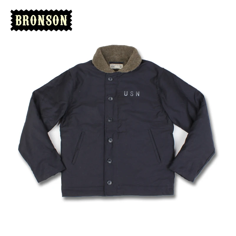 Прочитайте описание! Азиатский размер Бронсон темно-синяя куртка палуба N1 Мужская короткая Военная Толстая теплая шерстяная куртка