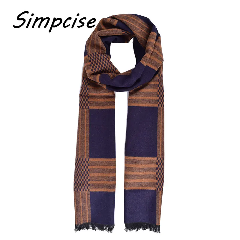 Mens Scarf Winter Fashion Plaid Scarf Brand Warm Scarves Man Luxury Collocation Warp A3A18934 wool scarf mens
