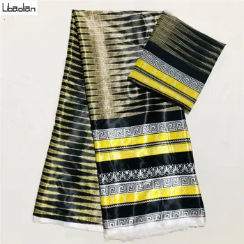 

wholesale imitated silk fabric digital printed fabric African wax pattern 4 yards audel fabric +2 yards chiffon for cloth b97-1