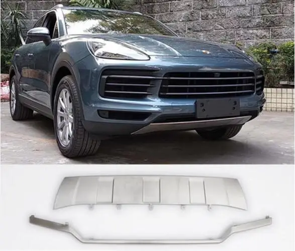 

Stainless Steel Car Front + Rear Bumpers Protector Guard Skid Plate 2pcs/Set Fits For Porsche Cayenne 2018 2019 2020