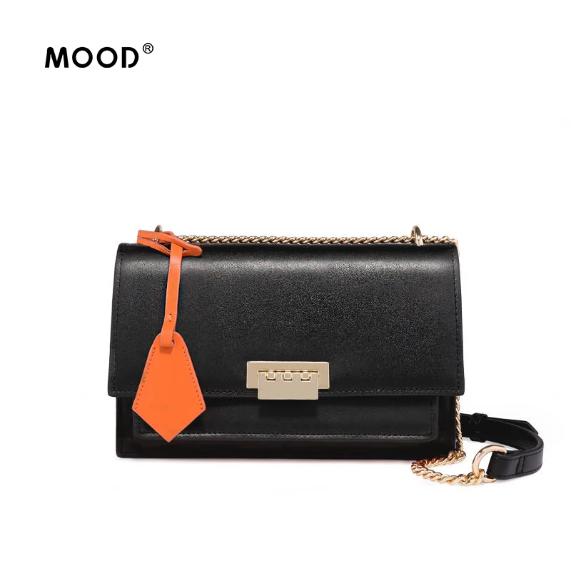 

MOOD Brand design women leather handb joker Stitching fashion character contrast cowhide single shoulder bag Free shipping