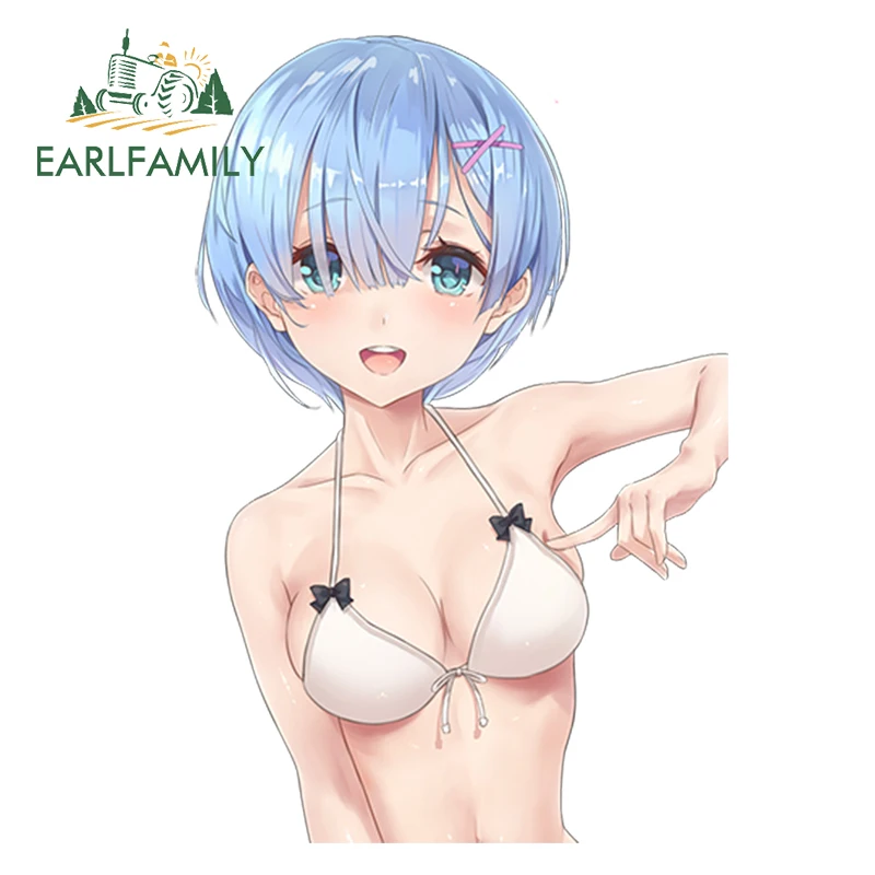

EARLFAMILY 13cm x 9.4cm Cute Girl Anime Re Zero Kara Hajimeru Isekai Seikatsu for Rem Render Cartoon Car Styling Car Stickers