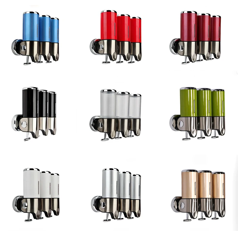 

Multi-color 500ml three-head soap dispenser Hotel bathroom transparent soap dispenser Soap liquid bottle Wall-mounted rod soap d