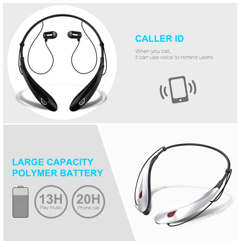 Large Capacity Bettery Handsfree Sport Wireless Headphones Wireless Earphones Bluetooth Earphone Mic Stereo Headset