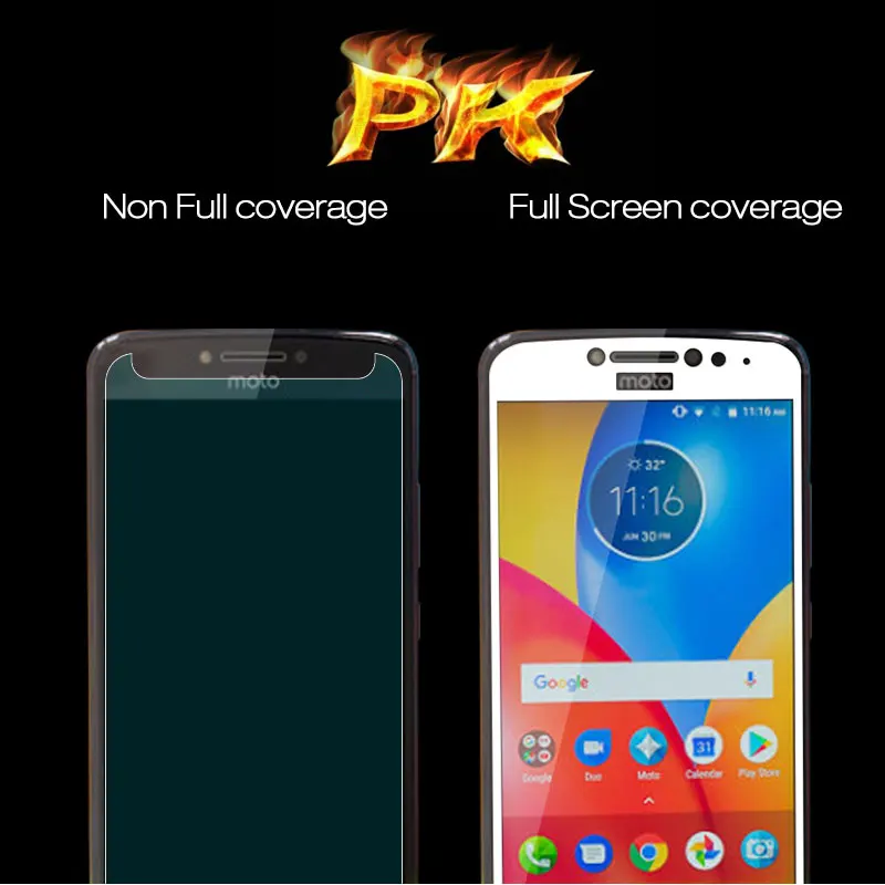 Полноэкранное защитное закаленное стекло для Moto E4 Plus, Защитная пленка для Moto E4 Plus 5,5 '', Защитное стекло для экрана, переднее стекло