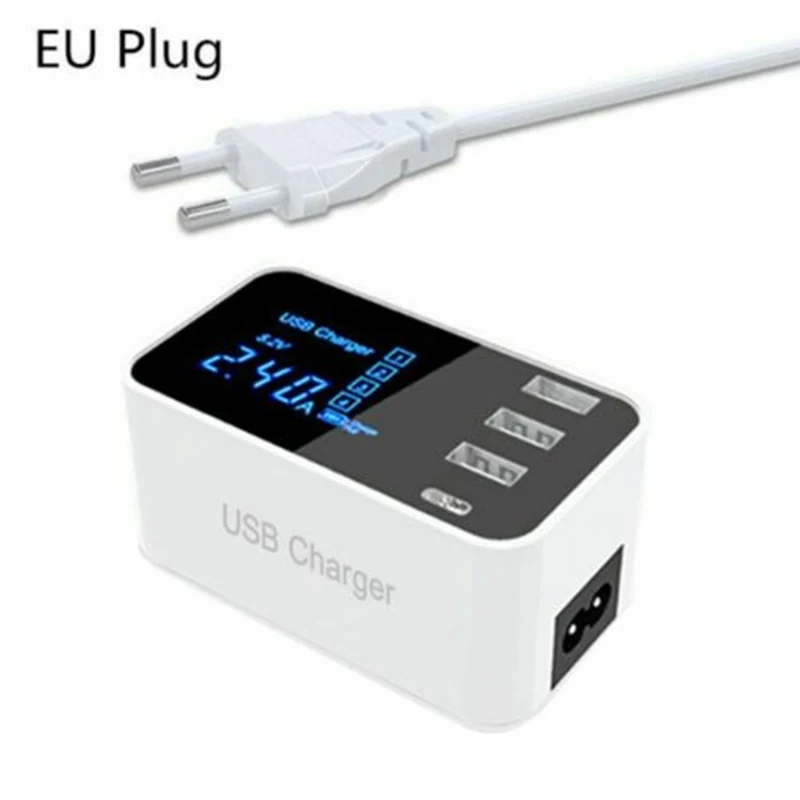 Универсальное зарядное устройство с 4 портами USB адаптер 3A зарядному устройству светодиодный дисплей мульти-портовый концентратор USB зарядное устройство для iPhone iPad samsung Xiaomi redmi - Цвет: White EU Plug