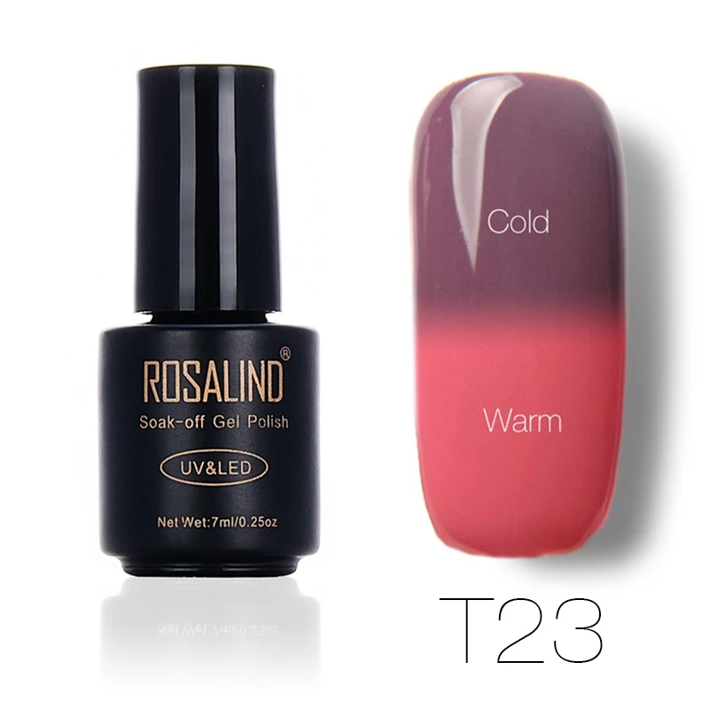 ROSALIND 7 мл меняющий цвет лак для ногтей впитывающийся Гель-лак для ногтей полувернис Перманентный Гель-лак для ногтей - Цвет: T23