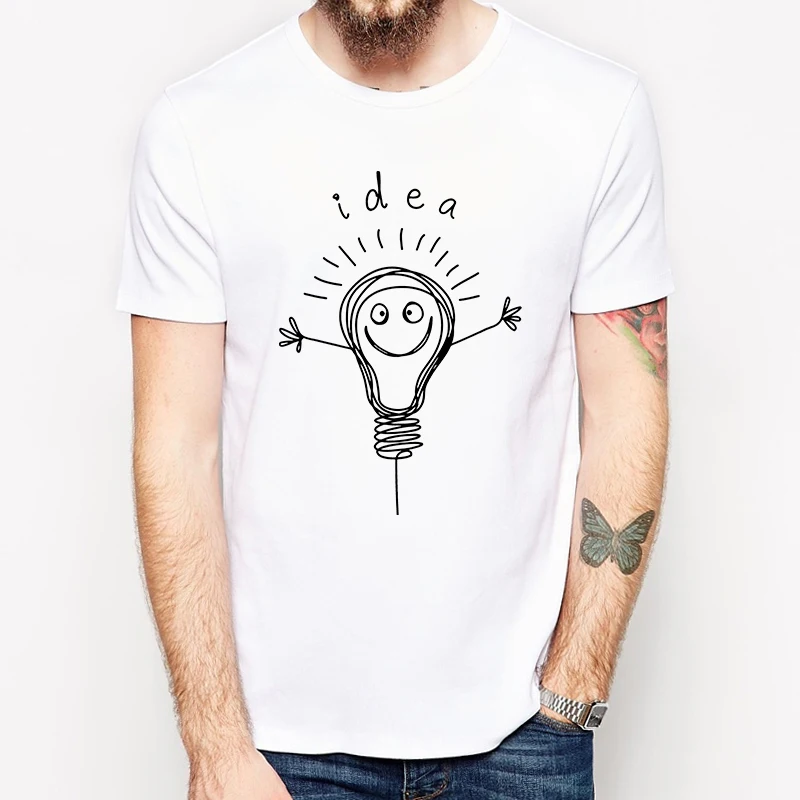 Летняя модная забавная креативная Футболка с принтом лампочками и коротким