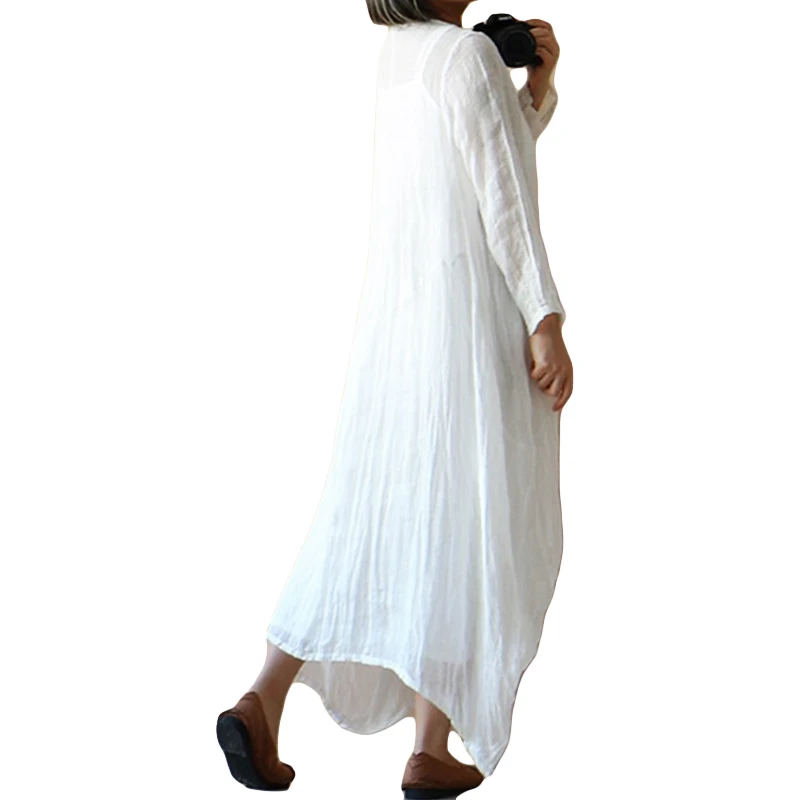 Vintage-Plus-Size-Dress-for-Women-4XL-5XL-Solid-Color-O-Neck-Long-Sleeve-Oversized-Autumn