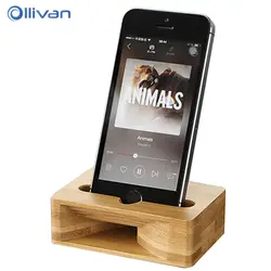 OLLIVAN деревянной подставке телефона для смартфонов натурального бамбука громкоговоритель Функция мобильного телефона держатель для iPhone 6s 8