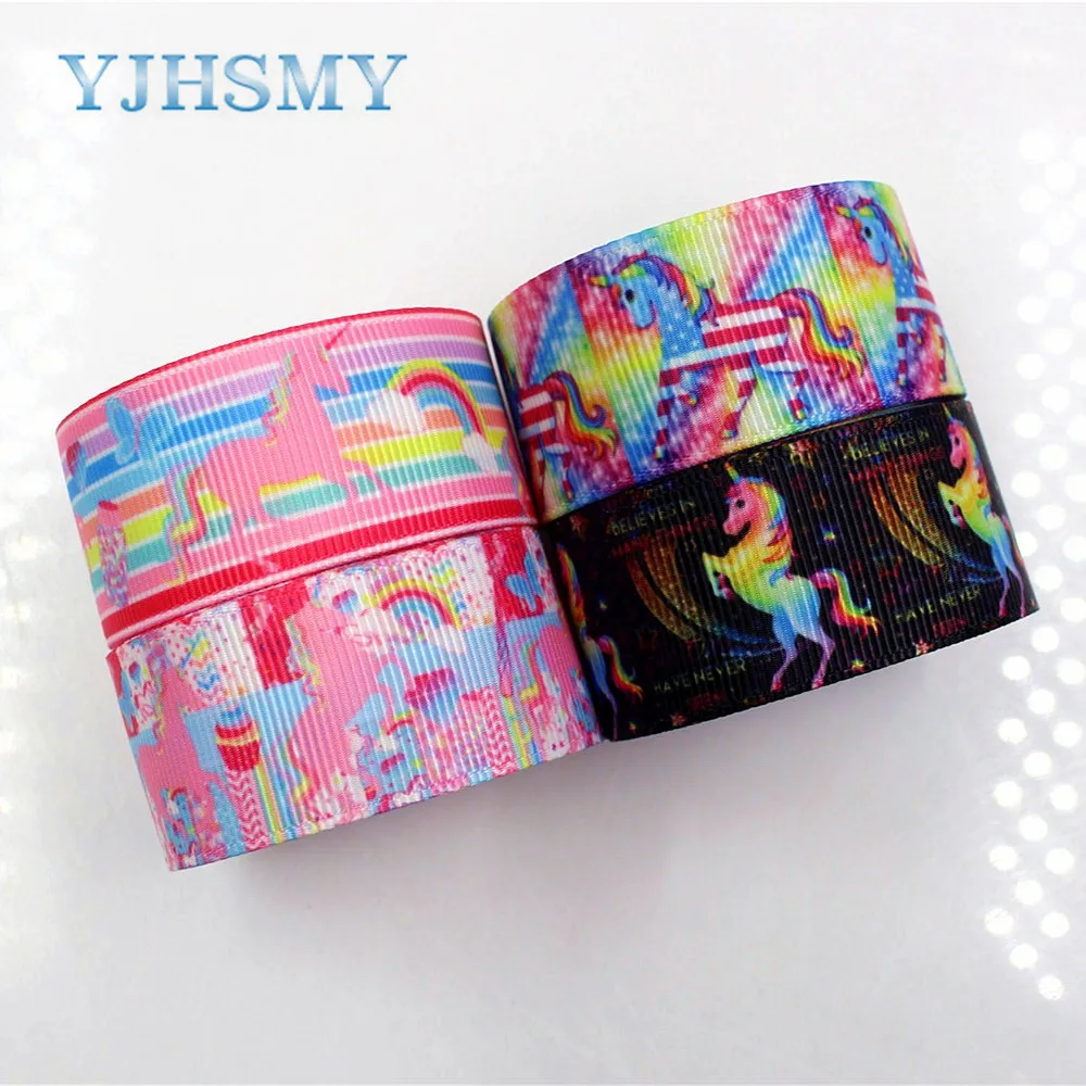 

YJHSMY 1712133,(1'')25 mm 10 yard Cartoon horse Ribbons Thermal transfer Printed grosgrain Wedding Accessories DIY material