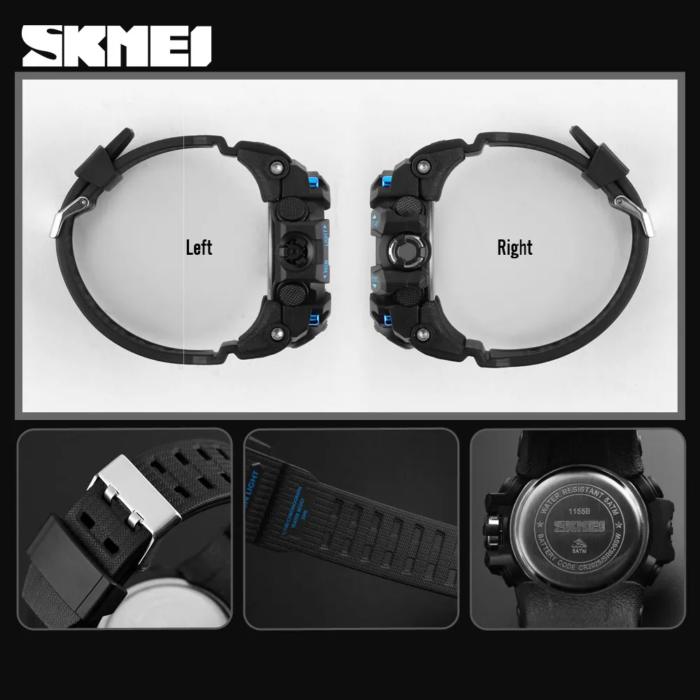 SKMEI Outdoor Sport Watch Men 5Bar Waterproof Military Camouflage Watches Dual Display Wristwatches
