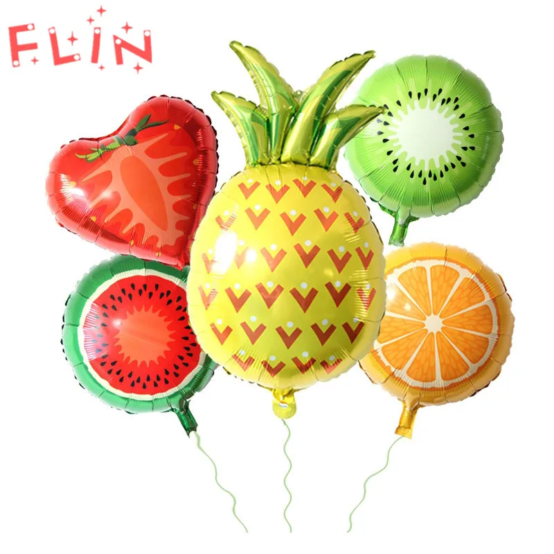

5ps 18inch Fruit Foil Inflatable Balloon Peach Watermelon Kiwi Strawberry Orange Pineapple Summer Event Party Decoration Kids