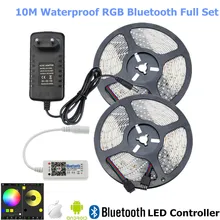 10 м светодиодный свет RGB водонепроницаемая лента DC 12 В 60 Светодиодный s/m лампа с IOS Android Bluetooth контроллер+ 3A светодиодный адаптер EU US Plug
