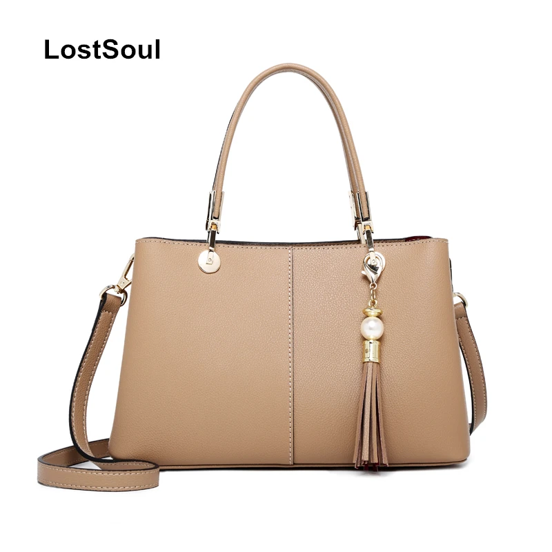 LostSoul Fashion cow leather women top handle bags women handbag large