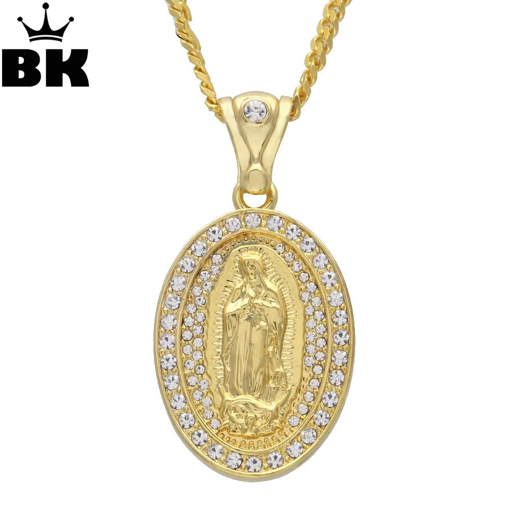 Catholic Religious Mother Virgin Mary Pendant Necklace Gols Silver