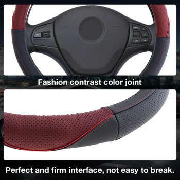

M 38CM Universal Leather Fashion Splicing Color Breathable Anti-Slip Car-styling Steering Wheel Cover with Massage Protruding D