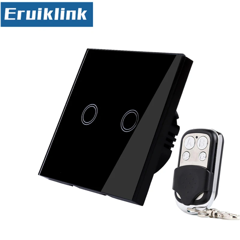 EU/UK Standard Light Remote Control Switch 2 Gang 1 Way Crystal Glass Panel Wall +LED backlight Comaptible Broadlink Pro | Обустройство