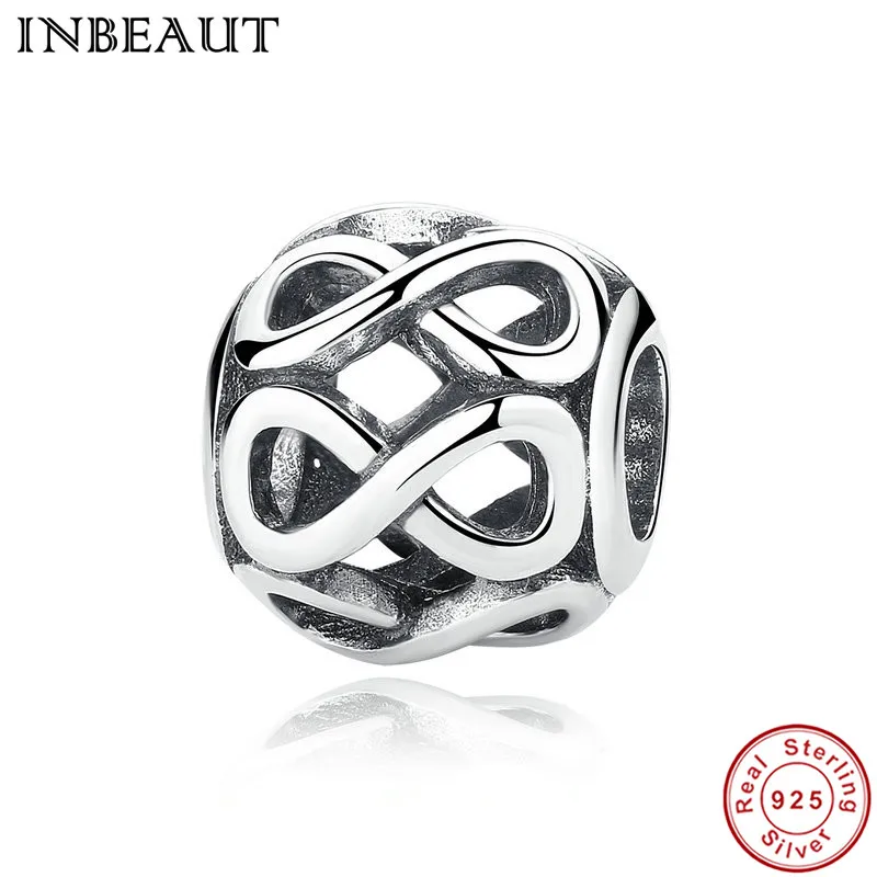 

INBEAUT Antique 925 Sterling Silver Round Infinite Chain Beads Women Sparkling Cubic Zirconia Paved Charm fit Pandora Bracelet