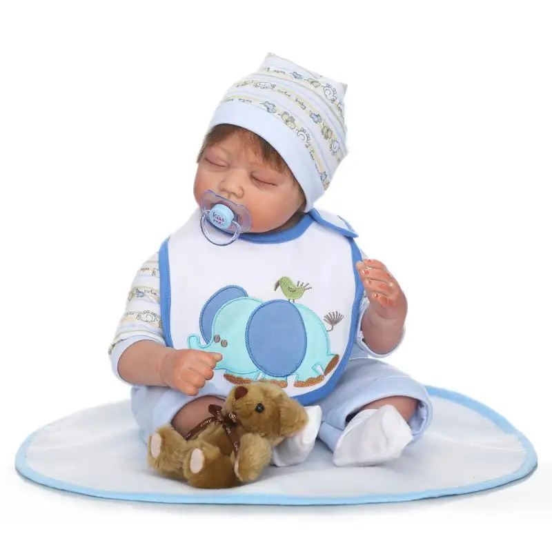 

NPKCOLLECTION 22"55cm real sleeping baby boy doll reborn soft cotton body silicone reborn dolls for children gift bonecas