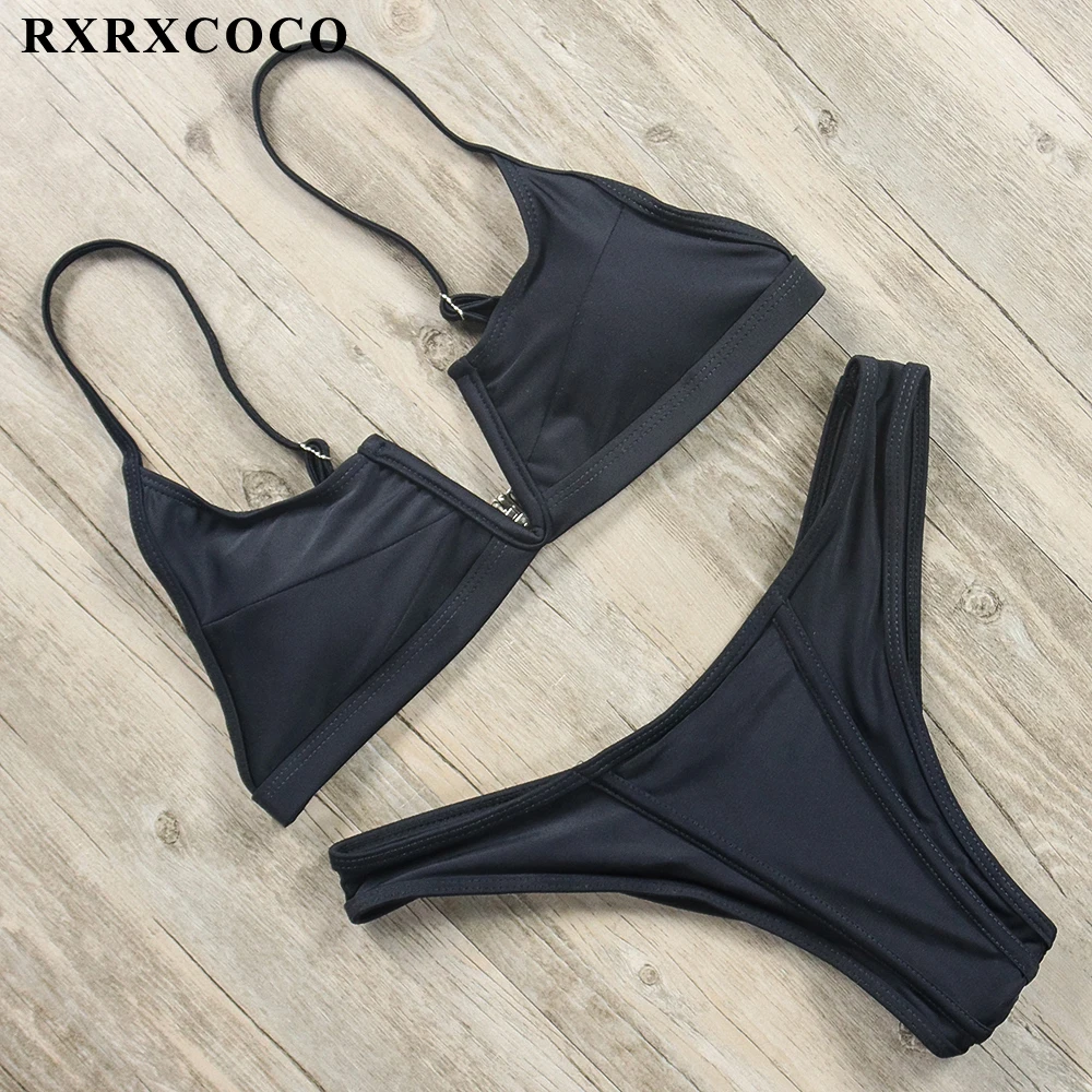 RXRXCOCO Новое поступление бикини 2019 сексуальный однотонный купальник женский пуш