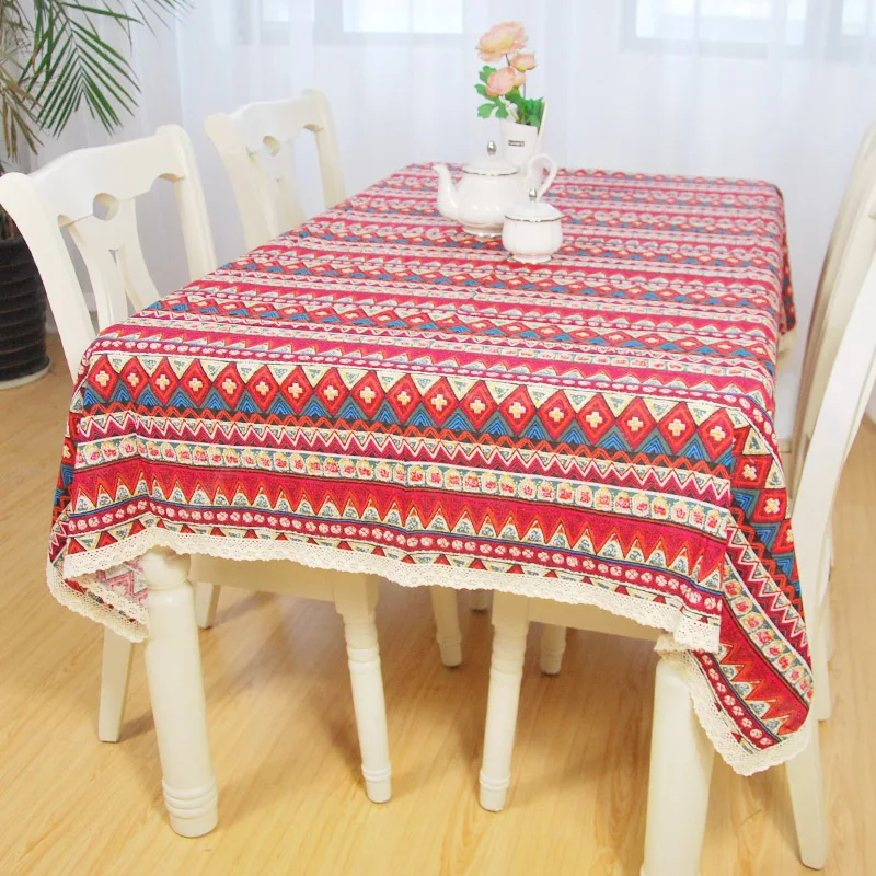 European Style Quality Cotton&Linen Lacework Dining Tablecloth Ethnic