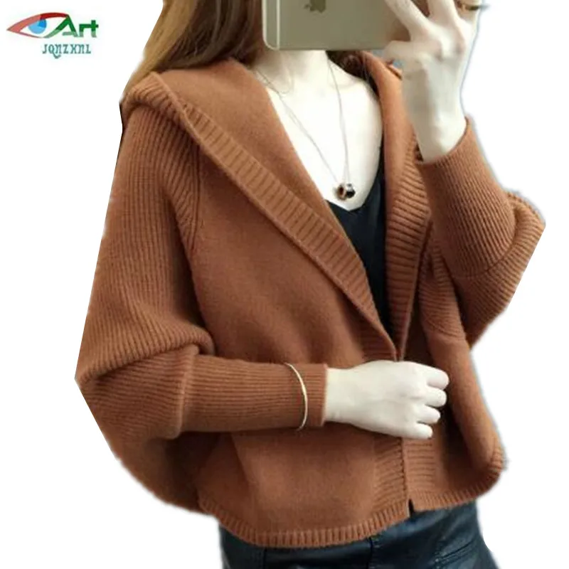 

2019 early spring shawl jacket ladies cape type bat type short loose casual hooded cardigan sweater new autumn winter AS672