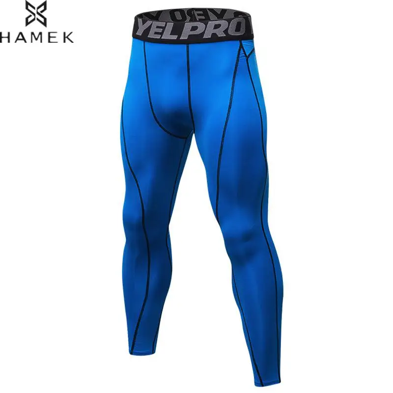 Online Fitness elástico para hombres entrenamiento Leggings gimnasio deporte Jogging Homme baloncesto Yoga pantalones al aire libre ropa deportiva compresión medias
