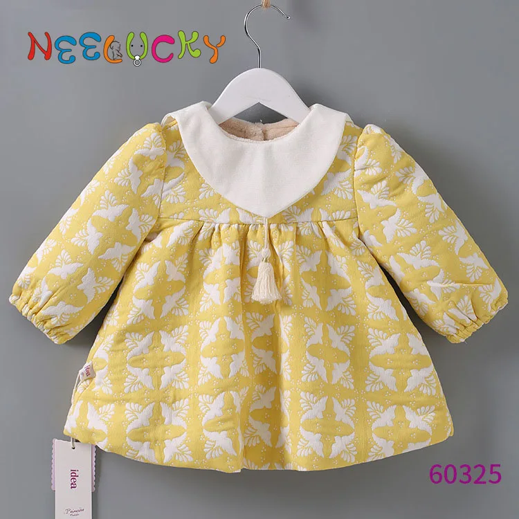 

Baby girl clothes winter new girls dresses houndstooth girls plus velvet thick autumn and winter coats