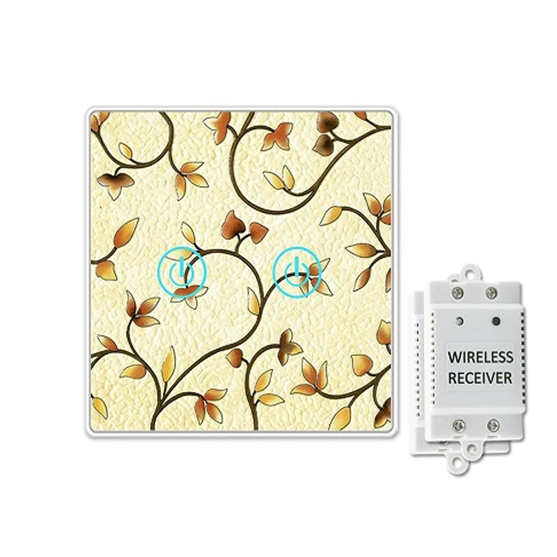 

Saful Wireless Touch Switch Crystal Glass Panels 150M Remote Control 2 Gang 2 Way Lighjting Waterproof Capacitive Touch Switch