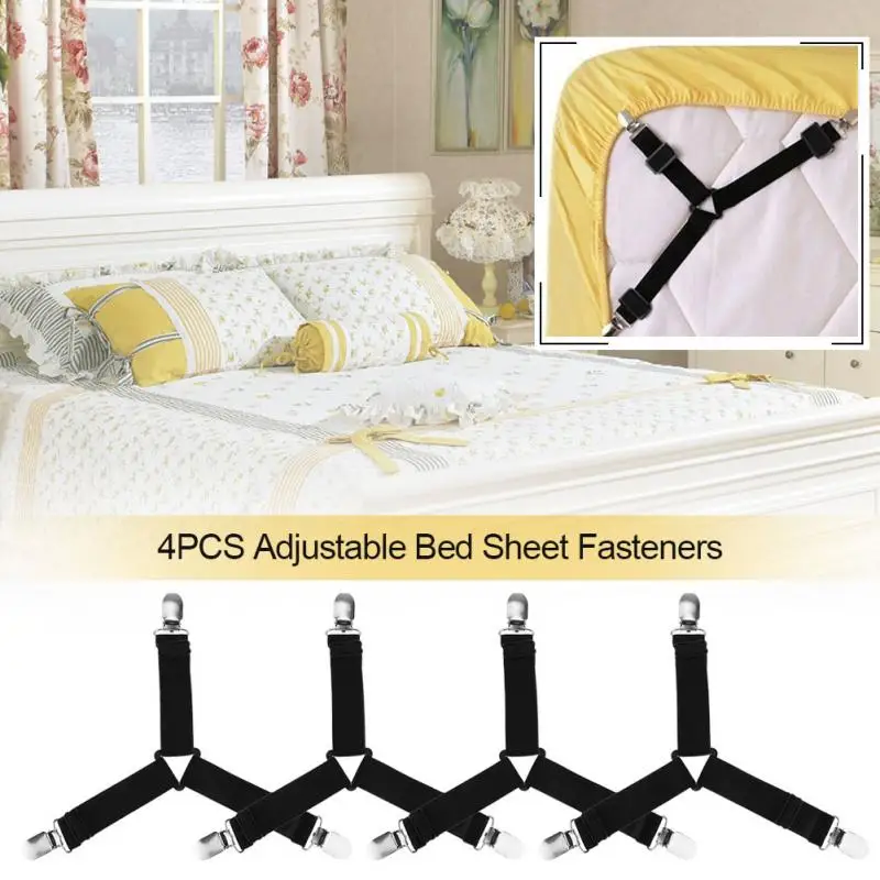 Sheet Holders 4 Pieces Bed Sheet Clip Holder Bed Sheet Gripper New Approach for Keeping Your Sheets On Your Mattress No Elastic Straps or Clips Easy Install