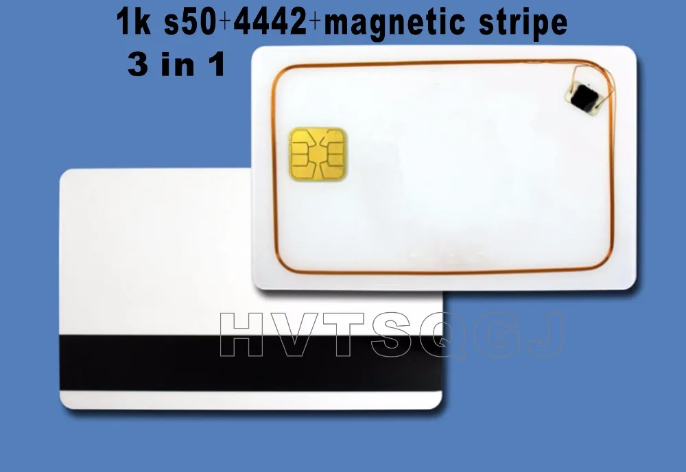 

300pcs Free shipping IC(f1108) Card With SLE 4442 Chip &With Hico Magnetic Mag Stripe Smart Card