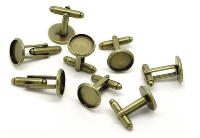 

Free Shipping 14mm Bronze Tone French Cufflink Blank Cufflink base findings