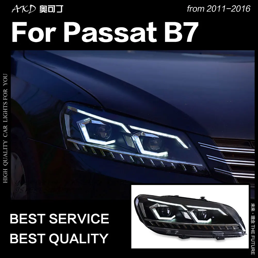  AKD Car Styling for VW Passat B7 Headlights 2011-2016 LED Headlight DRL Hid Head Lamp Bi Xenon Proj - 33003847752
