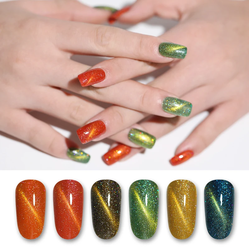 LILYCUTE 8ml Rainbow Cat Eye Nail Gel Polish Shimmer Glitter