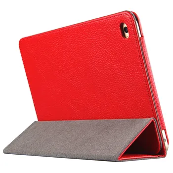 

High Quality Genuine Leather Mangetic Closure Smart Sleep & Wake up Stand Cover Real Leather Case For Apple iPad Air2 6 Tablet