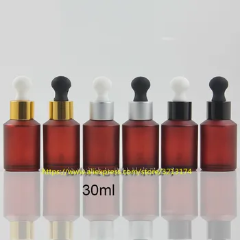 

wholesale 30ml red rose frosted glass bottle with dropper lid,essential oil bottle,professional cosmetic dropper container