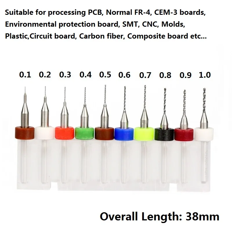 10 шт. 0,1-1,0 мм PCB сверло набор твердосплавное сверло для станка с ЧПУ для сверления печатной платы спиральные гравировальные Биты